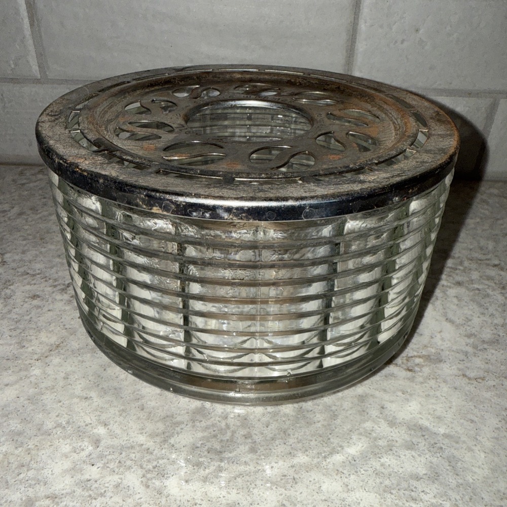 Vintage Art Deco Silex Candle Light Coffee Or Tea Warmer Heavy Ribbed Glass USA
